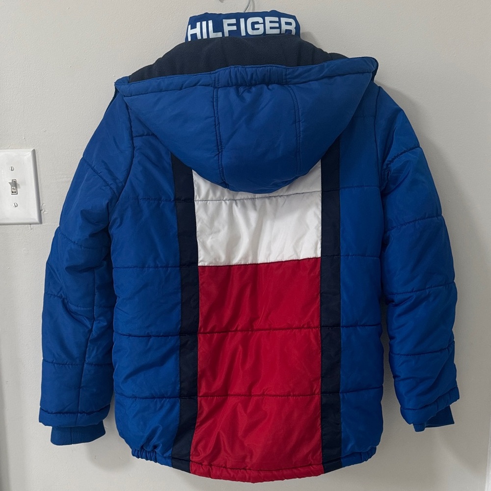 Tommy Hilfiger Kids Puffer Jacket Sz L (14/16) in Blue, Red, and White